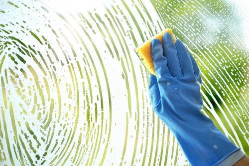 Local office cleaners working in a CR0 commercial building lobby