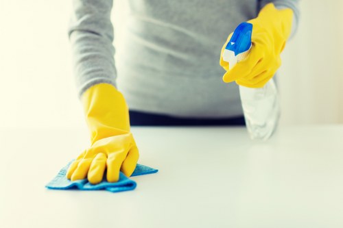 Cleaning team working in a shared office kitchen in Croydon